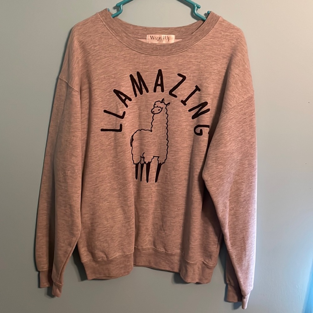 Cute grey “Llamazing” sweater!